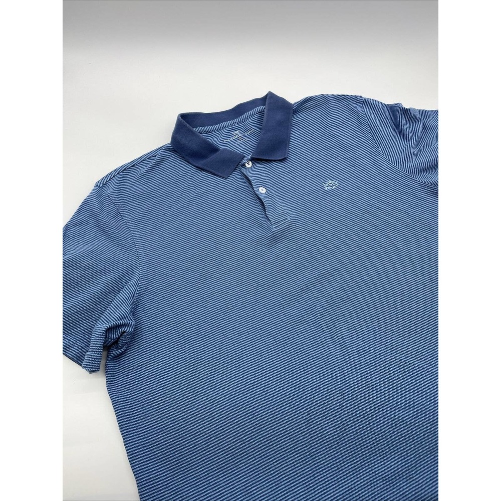 Southern Tide Polo Shirt Men‎ XL Blue Striped Short Sleeve Collared Pullover